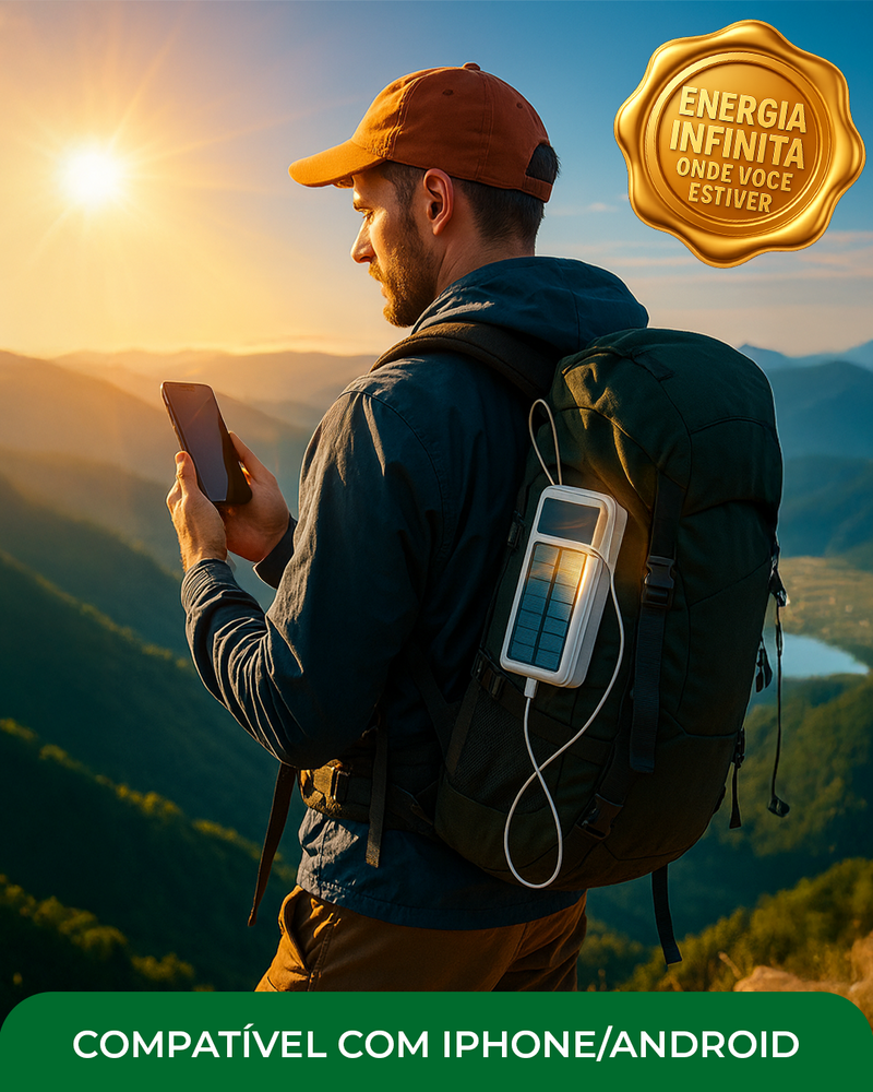 Power Bank Solar Multi-Cabos - 10.000mAh
