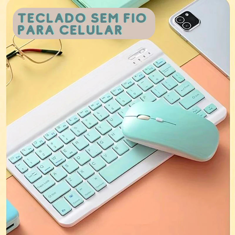 Kit Teclado e Mouse Bluetooth 3.0 Ultrafino