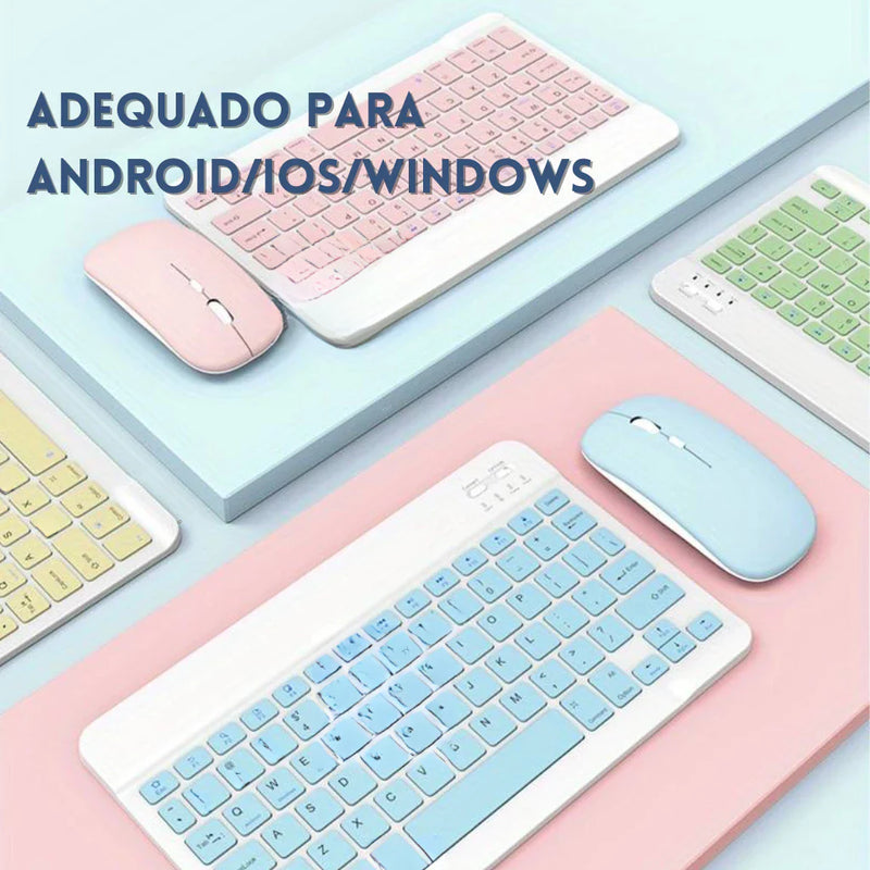 Kit Teclado e Mouse Bluetooth 3.0 Ultrafino