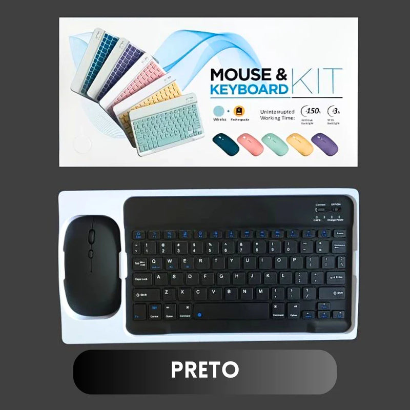 Kit Teclado e Mouse Bluetooth 3.0 Ultrafino