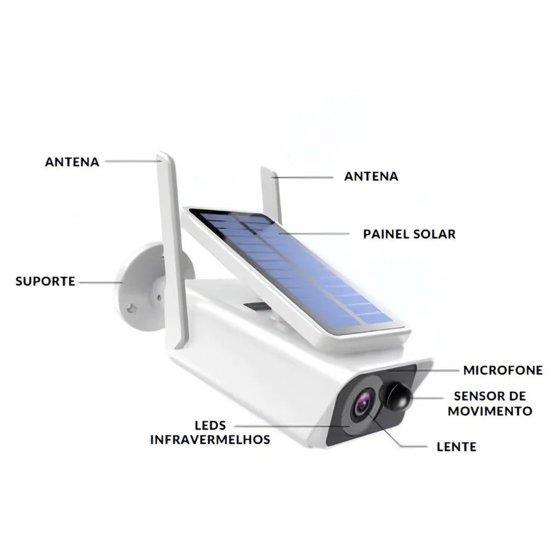 Câmera de Segurança Externa IP com Painel Solar