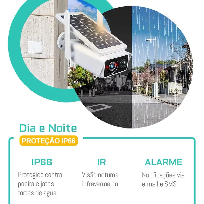 Câmera de Segurança Externa IP com Painel Solar