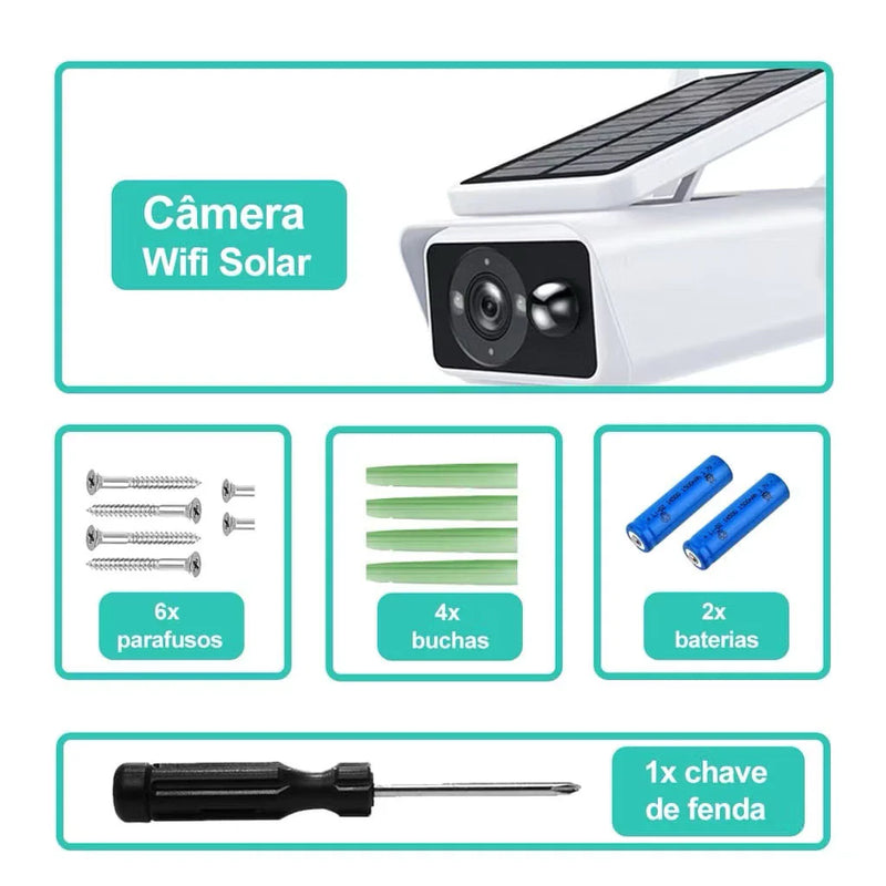 Câmera de Segurança Externa IP com Painel Solar