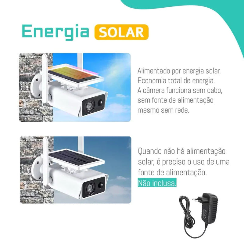 Câmera de Segurança Externa IP com Painel Solar